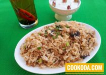 خوراک برنج با قارچ و سویا | Mushroom & Soya Chunks Fried Rice